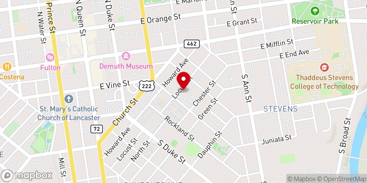 Map showing location of SJB Parish Center