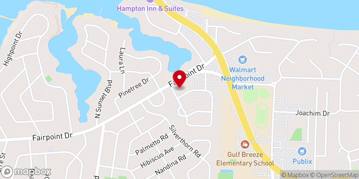 Map showing location of Gulf Breeze United Methodist Church