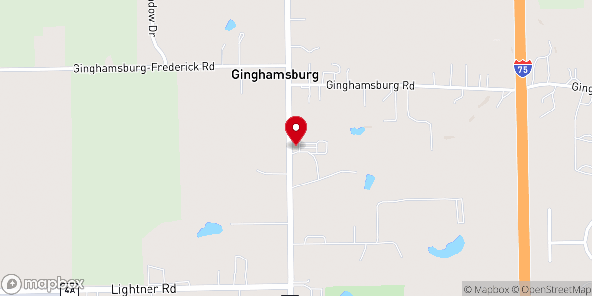 Map showing location of Ginghamsburg Church, Discipleship Center