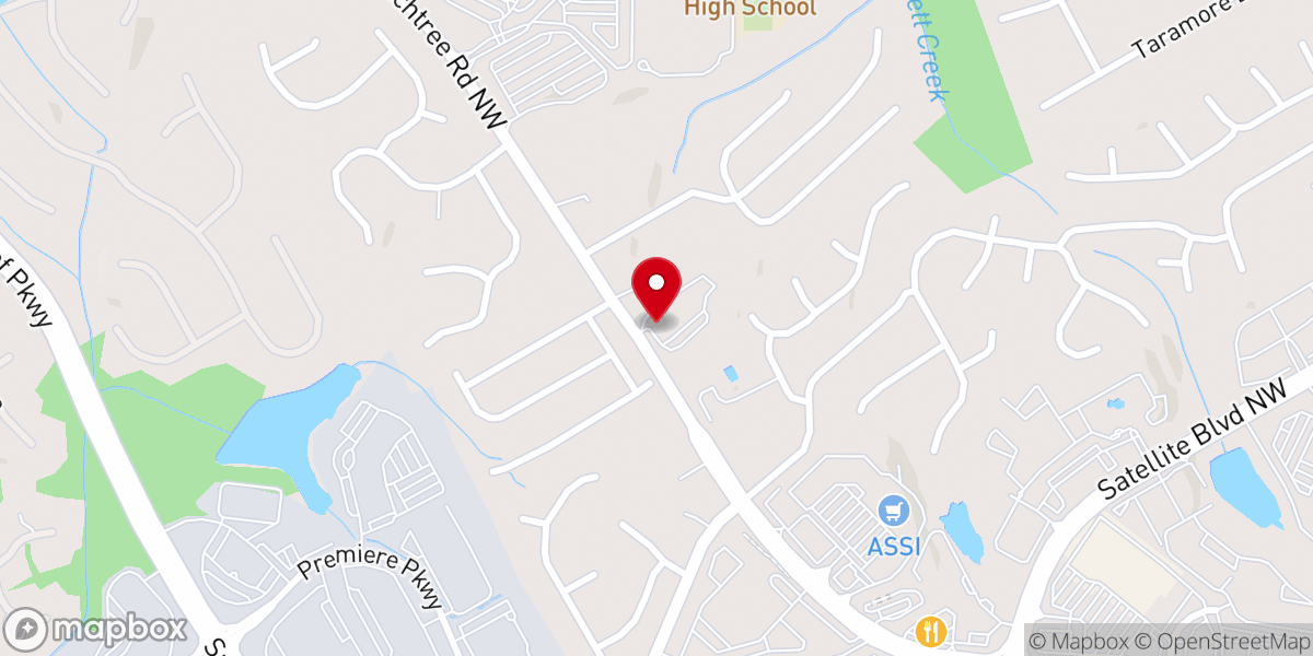 Map showing location of New Life Baptist Church of Atlanta
