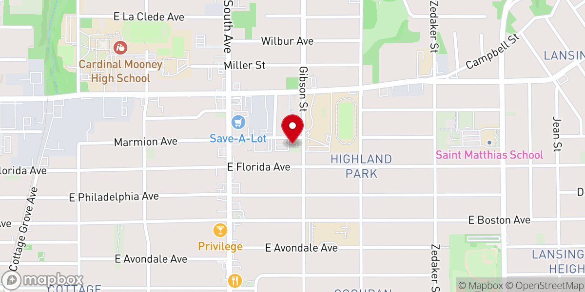 Map showing location of CCAR CHURCH YOUNGSTOWN