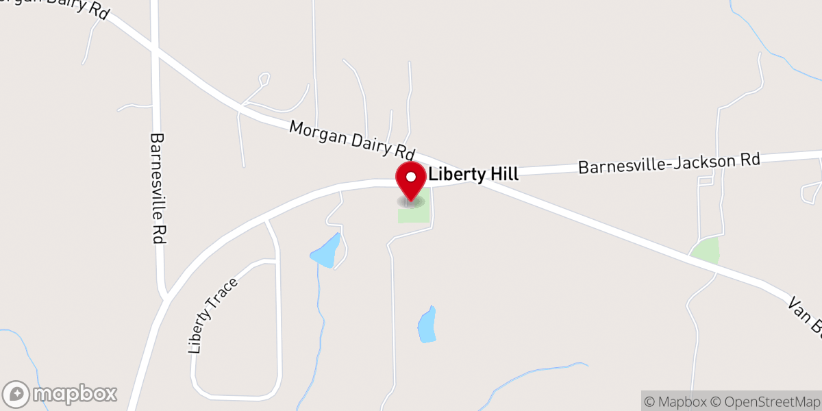 Map showing location of Liberty Hill Primitive Baptist Church