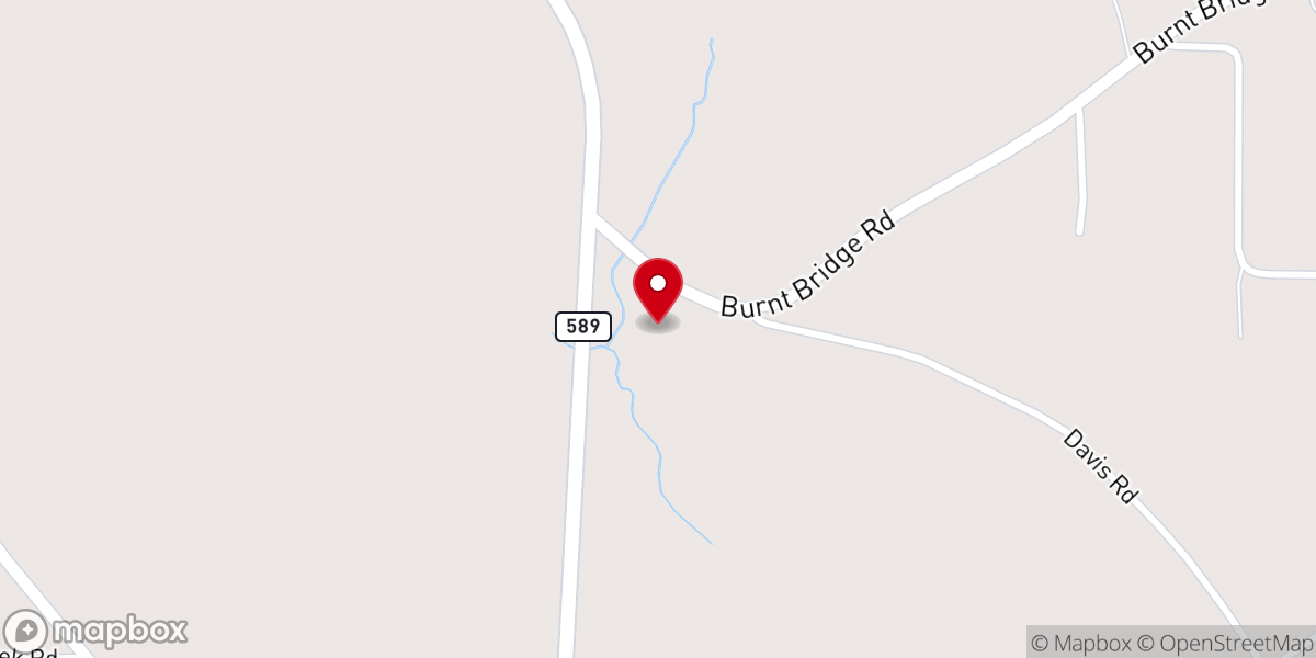 Map showing location of Burnt Bridge Church