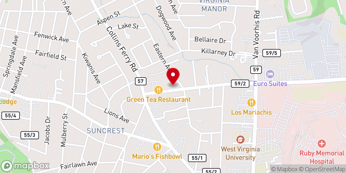 Map showing location of Calvary Baptist Church