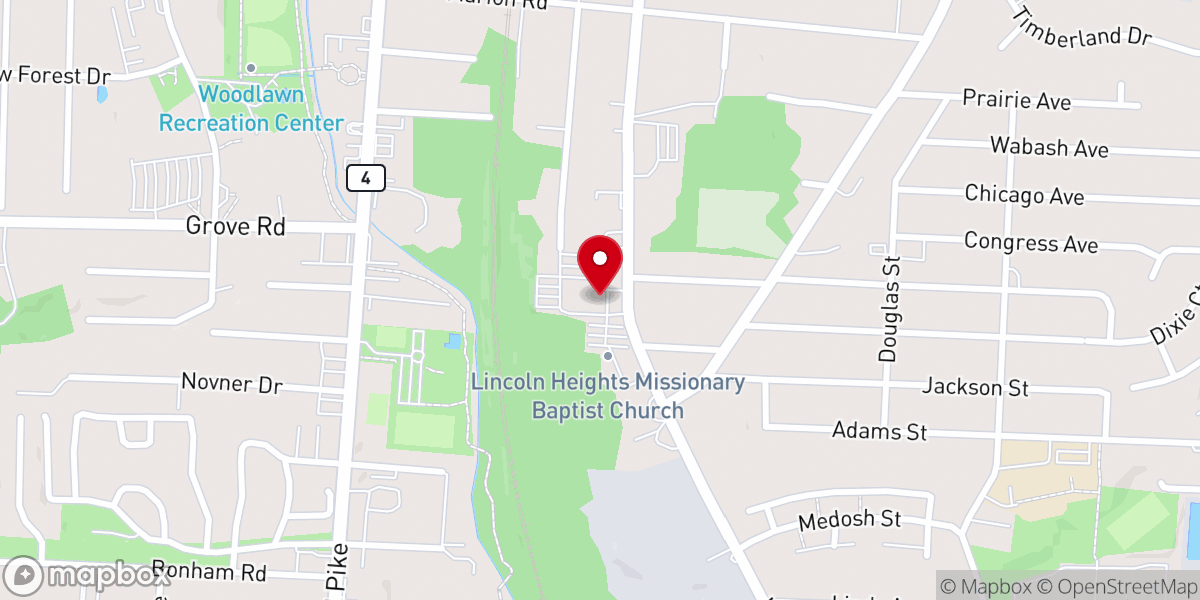 Map showing location of Lincoln Park Baptist Church