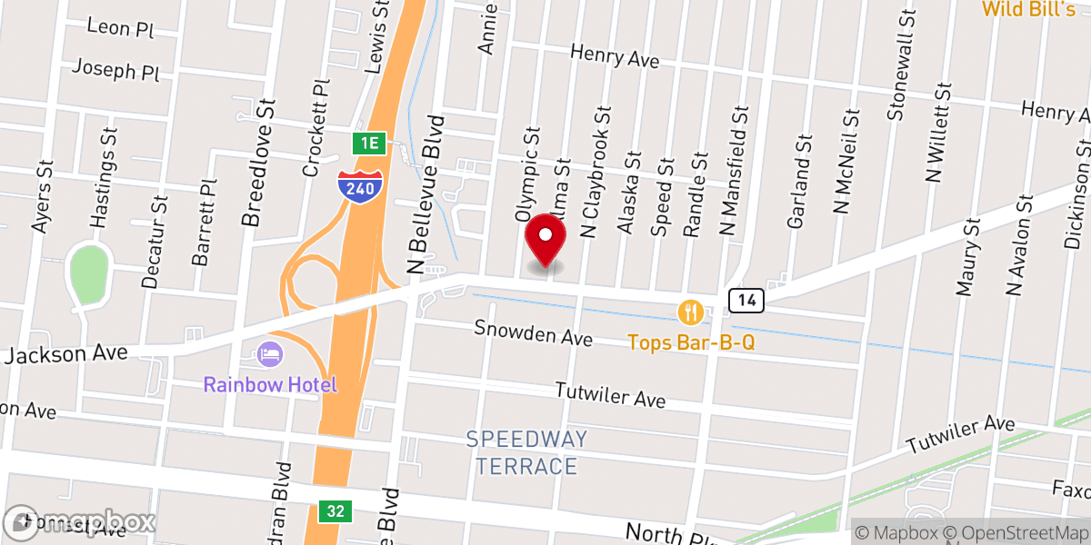 Map showing location of New Allen Missionary Baptist Church