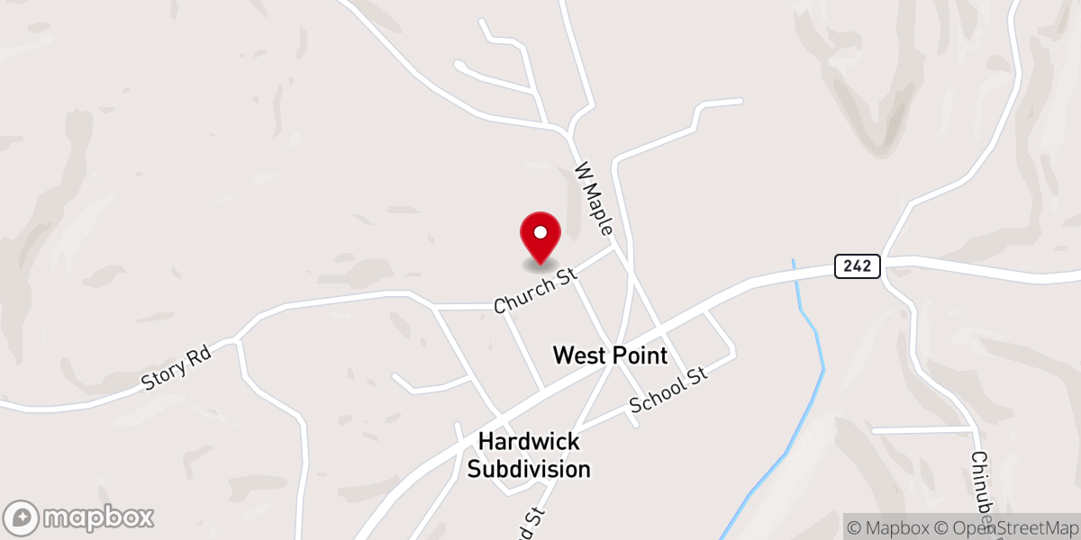 Map showing location of Westpoint Methodist Church