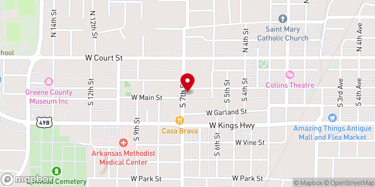 Map showing location of First Presbyterian Church