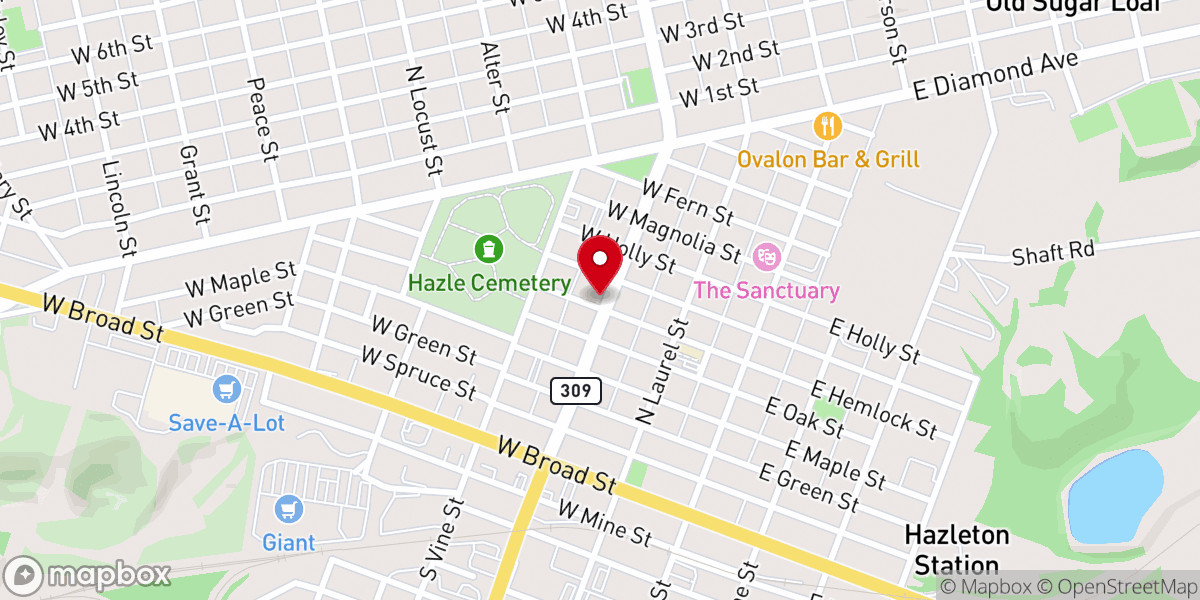 Map showing location of Trinity Lutheran Church