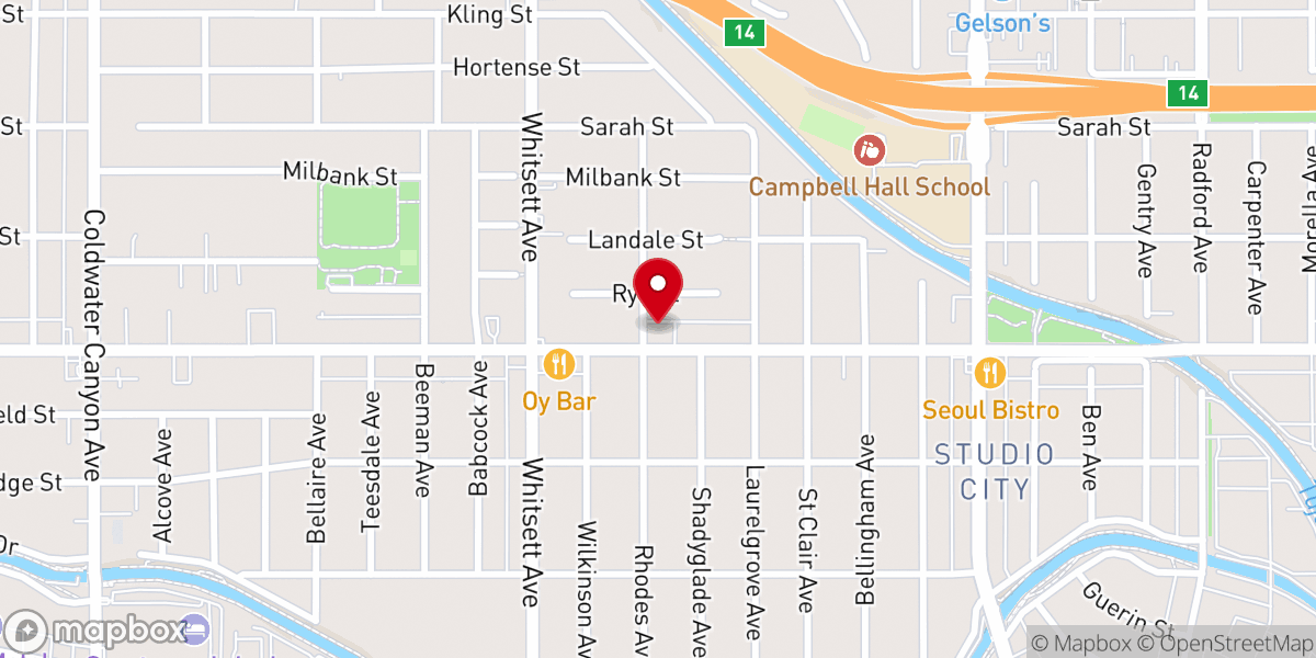 Map showing location of Unitarian Universalist Church of Studio City