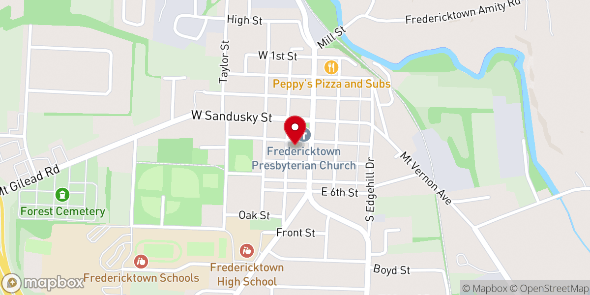Map showing location of Fredericktown Church of the Nazarene