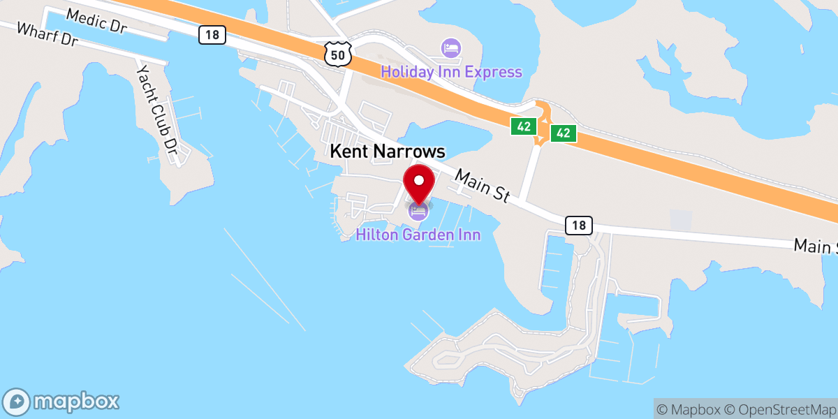 Map showing location of Hilton Garden Inn Kent Island Marina