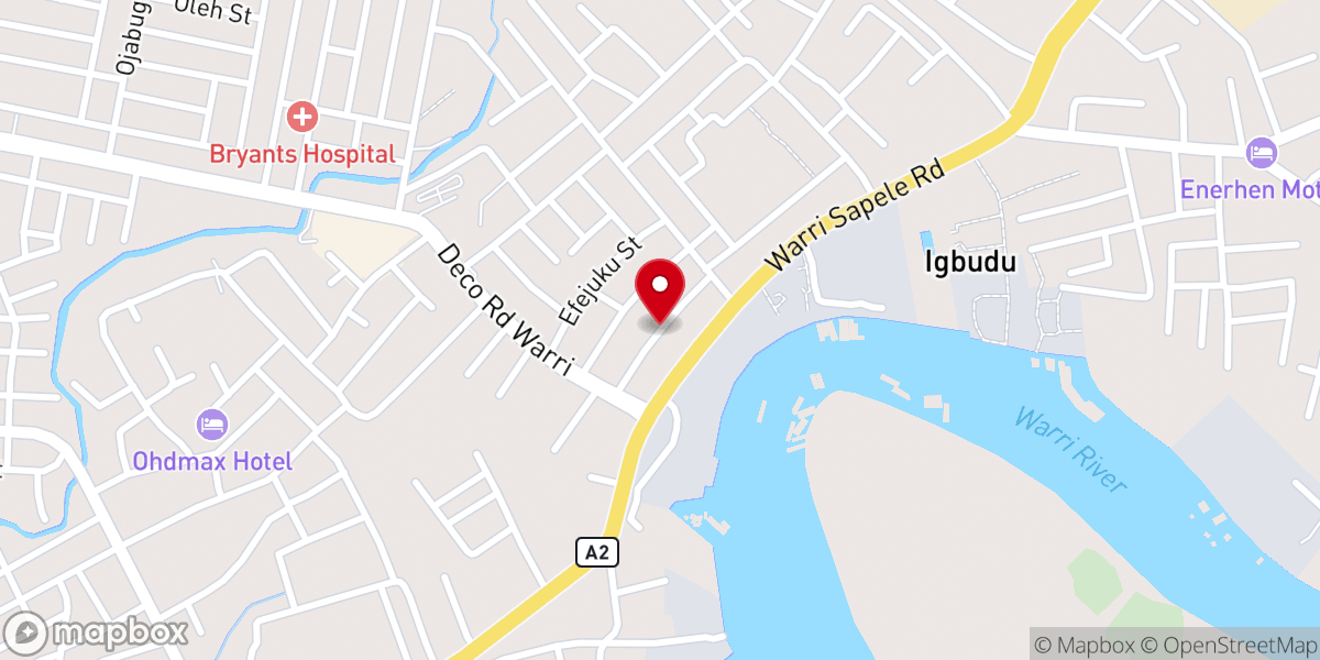 Map showing location of RCCG POWER AND PRAISE MODEL PARISH, DELTA PROVINCE 1