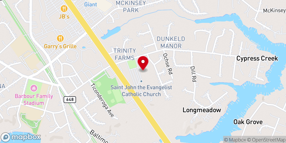 Map showing location of St John the Evangelist School