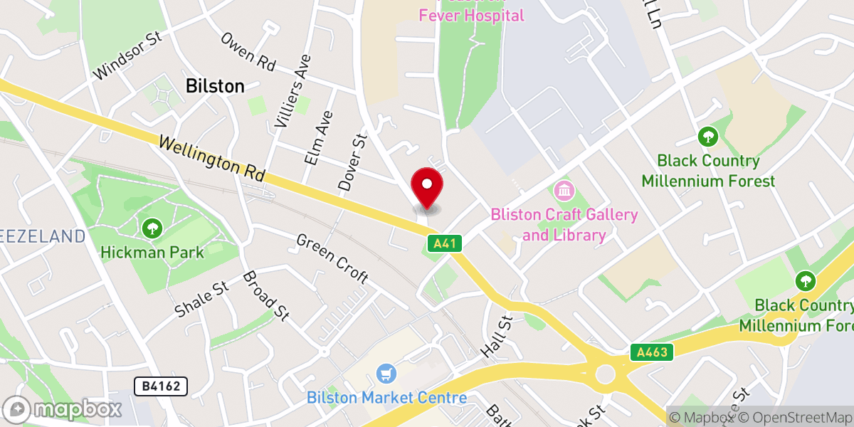 Map showing location of Bilston Baptist Church