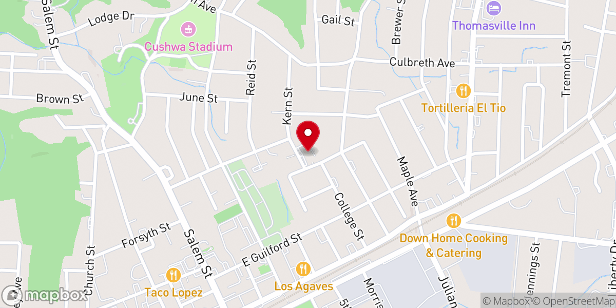 Map showing location of Park Place Baptist Church