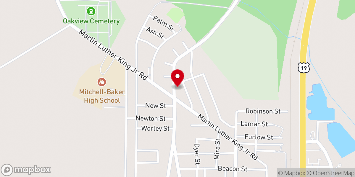 Map showing location of Hall Missionary Baptist Church