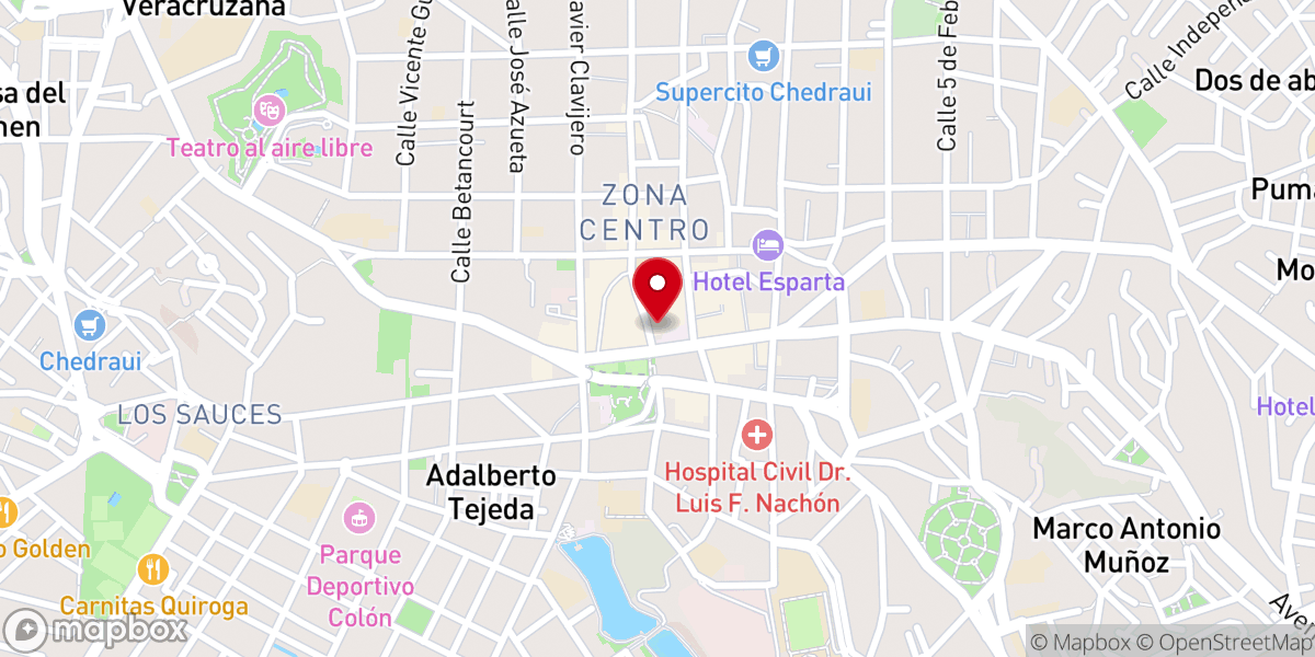 Map showing location of Catedral Metropolitana de la Inmaculada Concepción en Xalapa