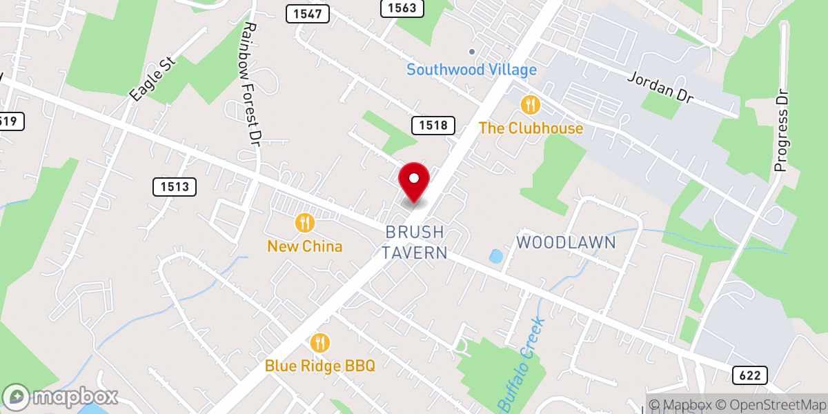 Map showing location of Timberlake Baptist Church