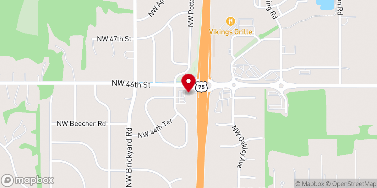 Map showing location of Rolling Hills Christian Church
