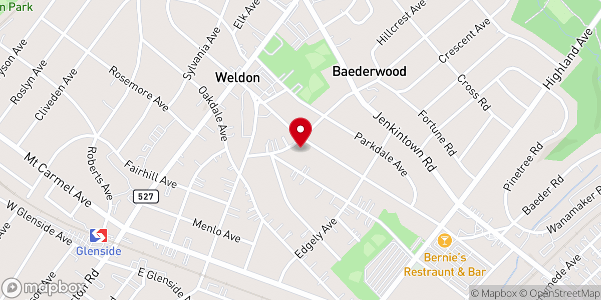 Map showing location of Glenside United Church of Christ