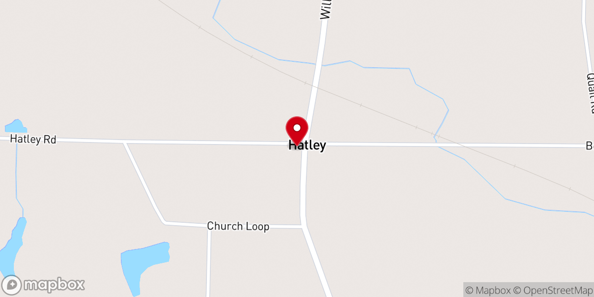 Map showing location of Hatley Methodist Church