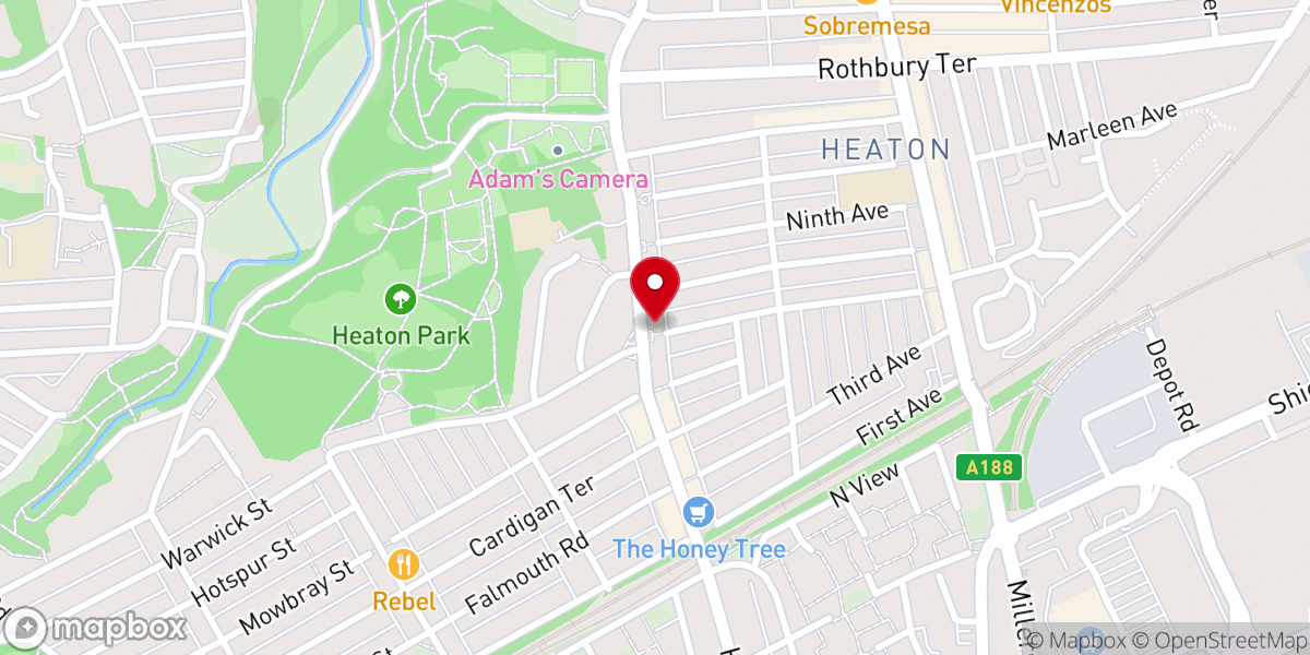 Map showing location of Heaton Baptist Church
