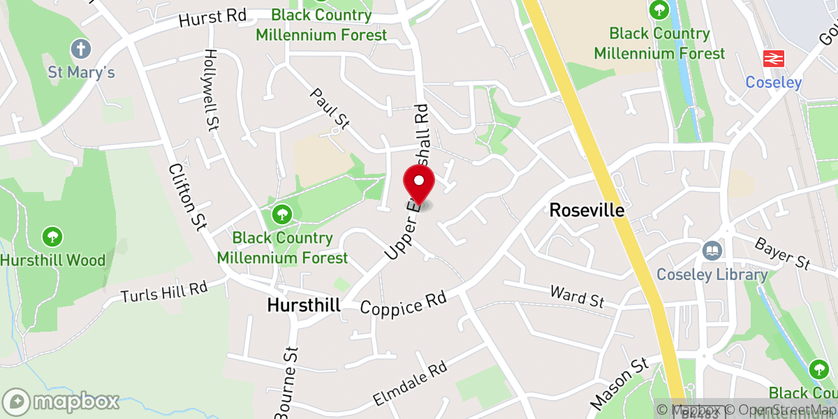 Map showing location of Upper Ettingshall Methodist Church