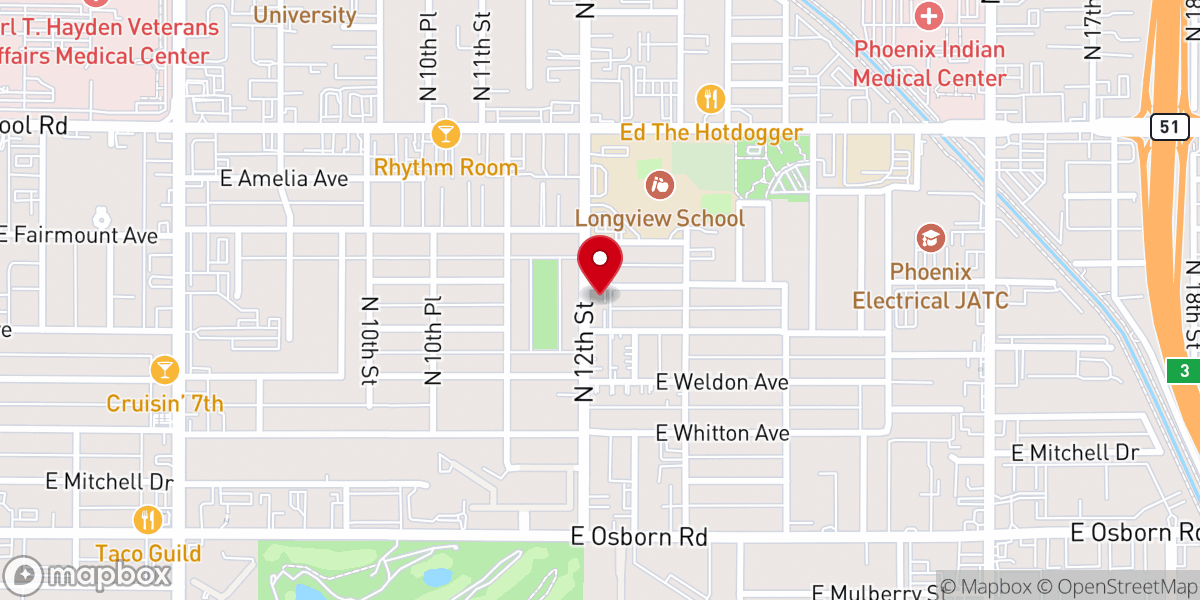 Map showing location of Phoenix Reformed Baptist Church