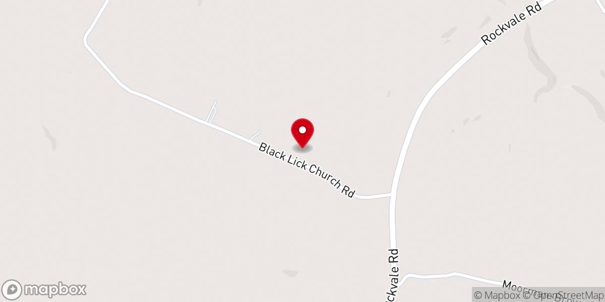 Map showing location of Black Lick Church