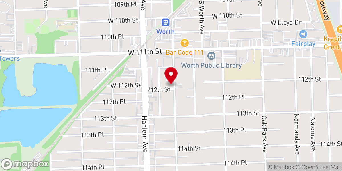 Map showing location of Apostolic Faith Church (of Worth, IL)