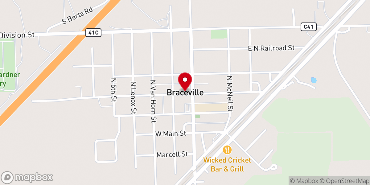 Map showing location of Braceville