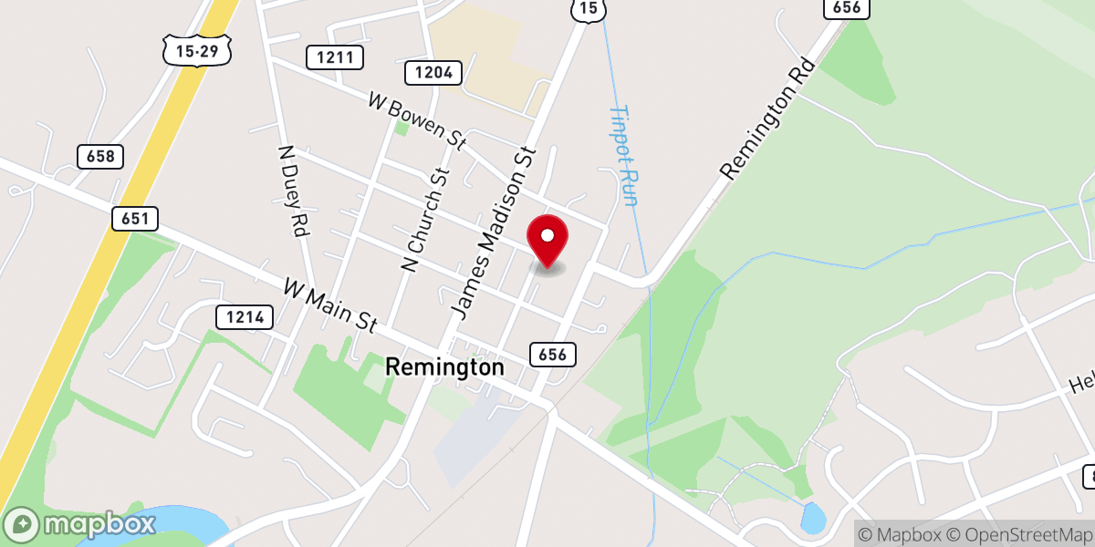 Map showing location of Remington Baptist Church