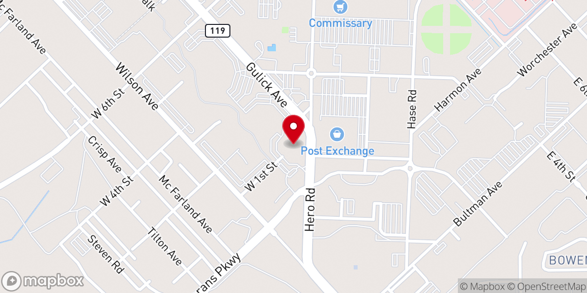 Map showing location of Main Post Chapel