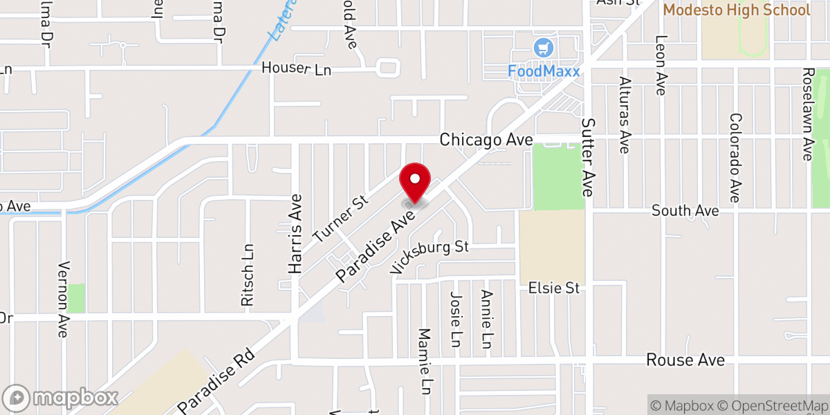 Map showing location of Anchored Bible Church Modesto