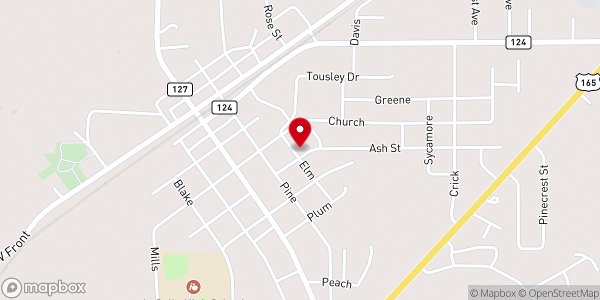 Map showing location of Olla Methodist Church