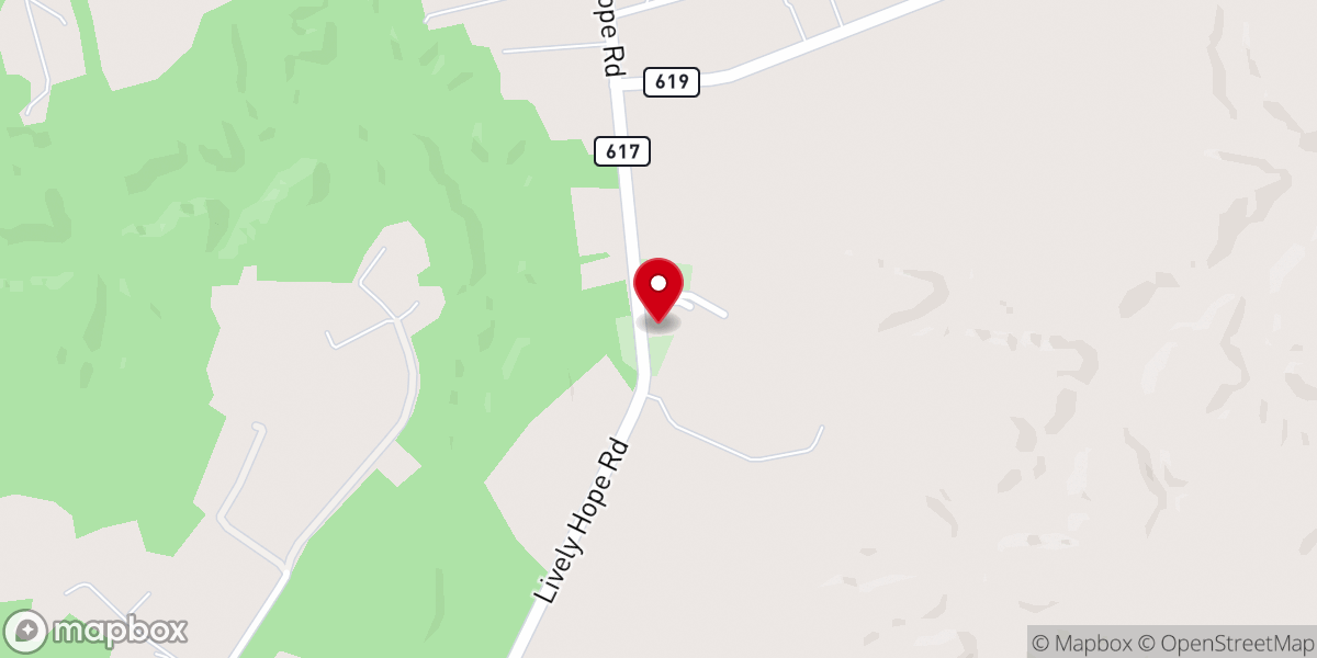 Map showing location of Lively Hope Baptist Church