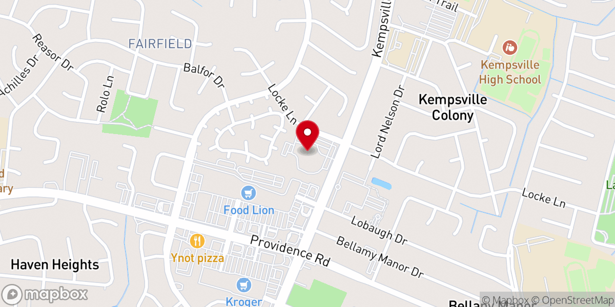 Map showing location of Kempsville Presbyterian Church