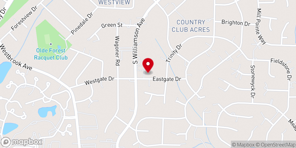 Map showing location of Trinity Presbyterian Church