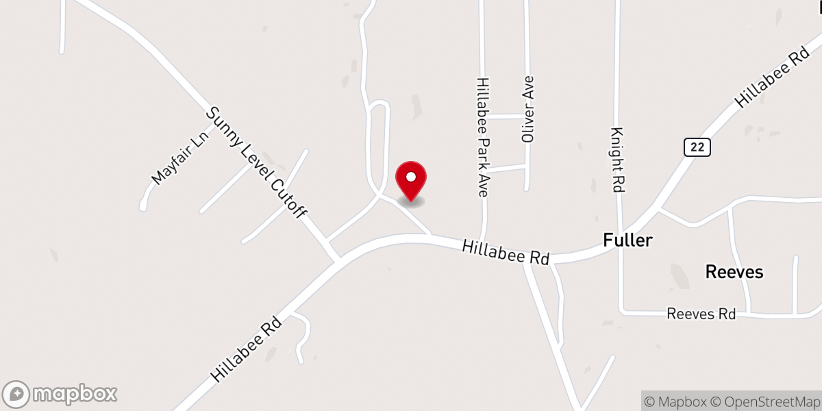 Map showing location of Hillabee Baptist Church