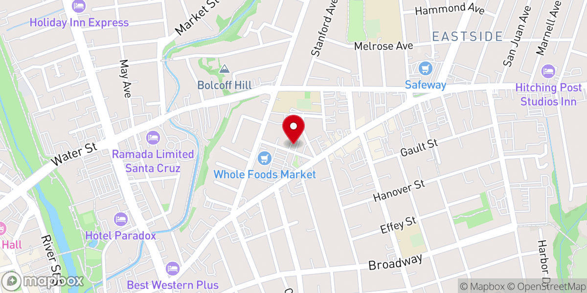 Map showing location of Church in Santa Cruz