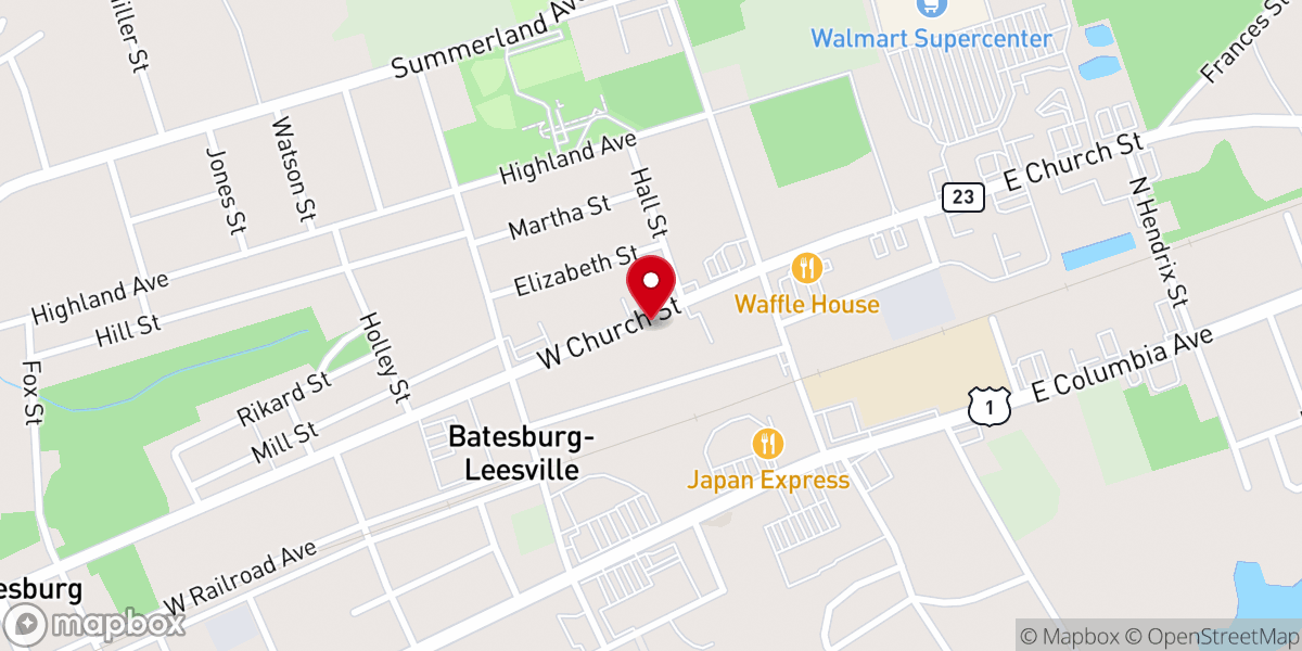 Map showing location of New Hope Thrift Store