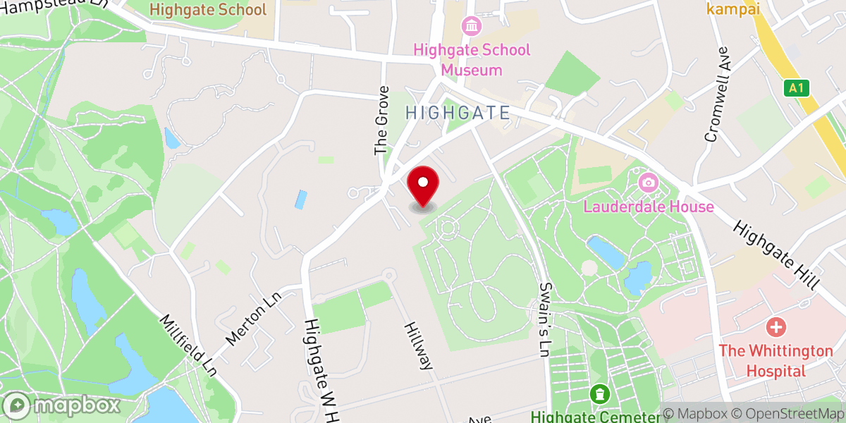Map showing location of St Michael's Church, Highgate
