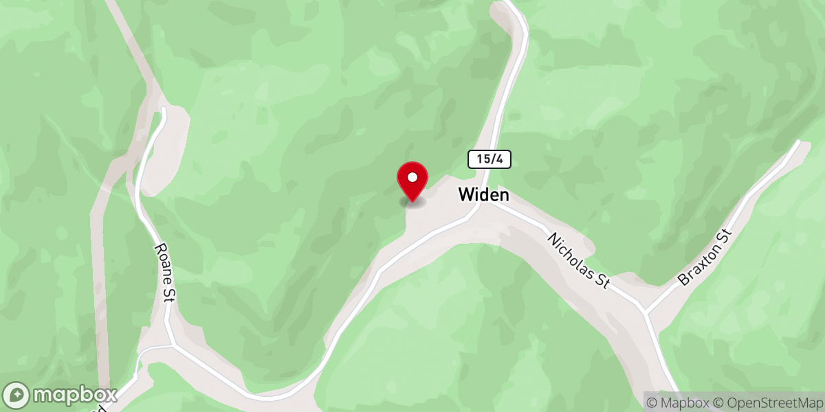 Map showing location of Widen Baptist Church