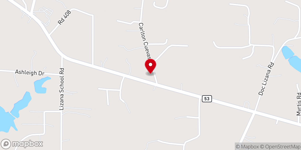 Map showing location of Lizana Baptist Church