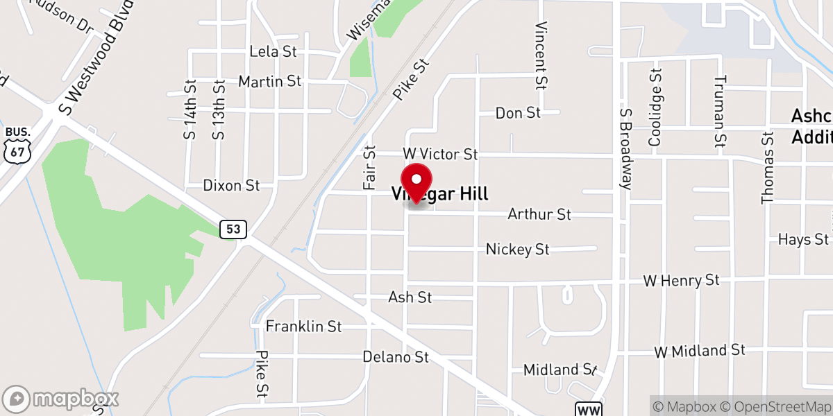 Map showing location of South Poplar Bluff General Baptist