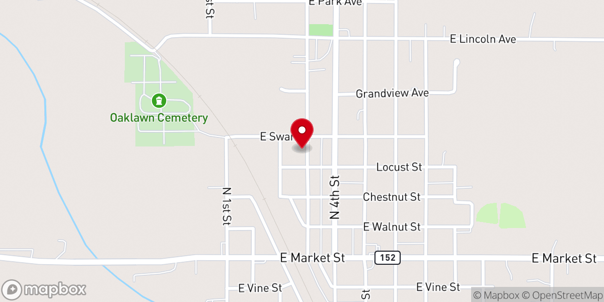 Map showing location of LaCygne Christian Church