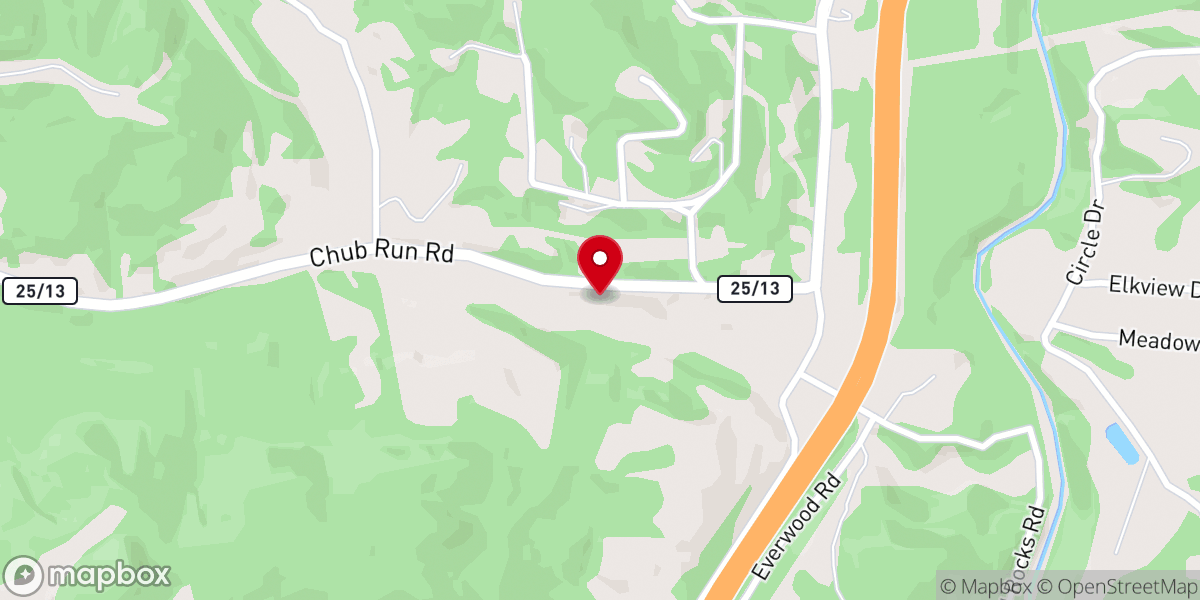 Map showing location of Chub Run Church