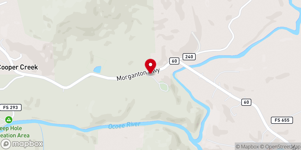 Map showing location of Cooper Creek Church