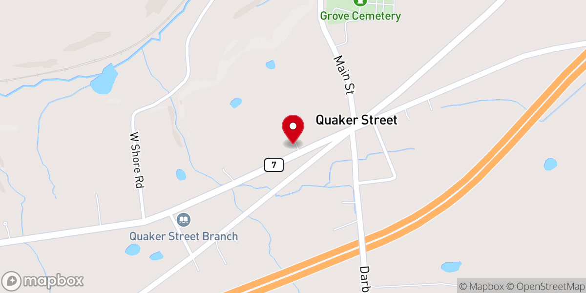 Map showing location of Quaker Street Bible Church